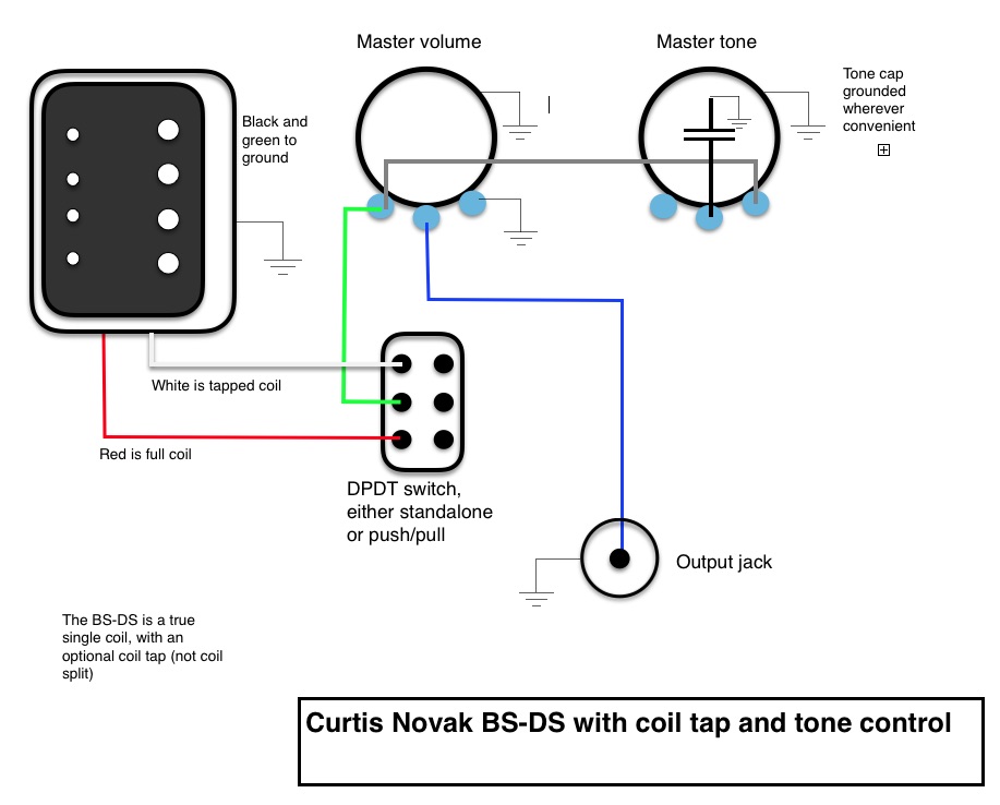 Curtis Novak DS BS wiring with coil tap | TalkBass.com